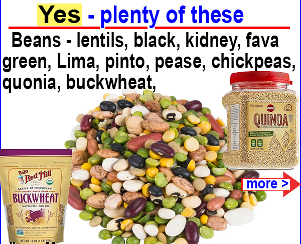 beans, quonia, buckwheat